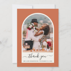 Arched Photo Terracotta Wedding Thank You Card