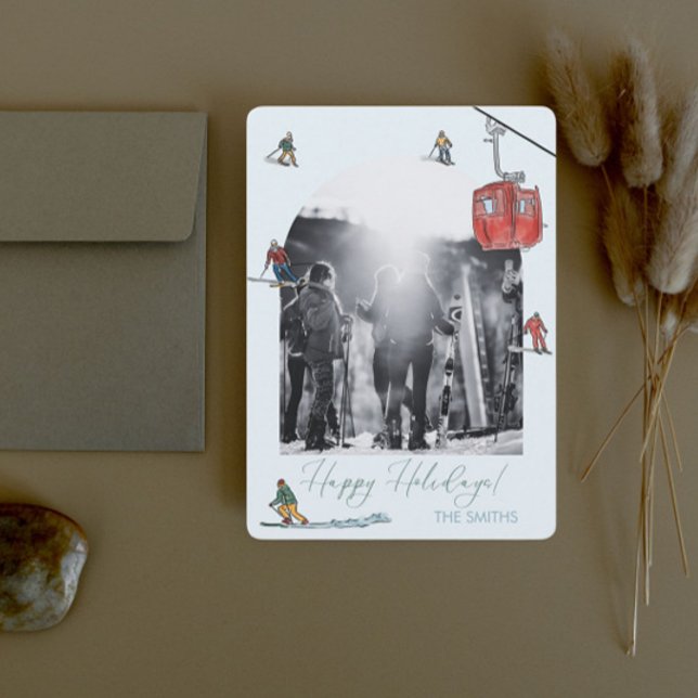Arched photograph skiing happy holiday card  (Creator Uploaded)