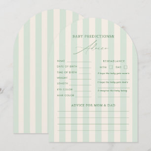 Arched Stripes Baby Shower Predictions Advice Card
