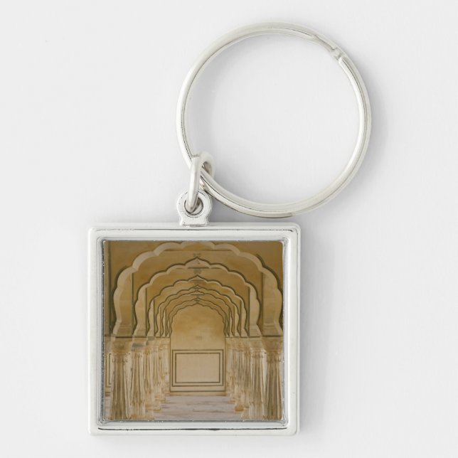Arched walkway with columns inside Amber Palace, Key Ring (Front)
