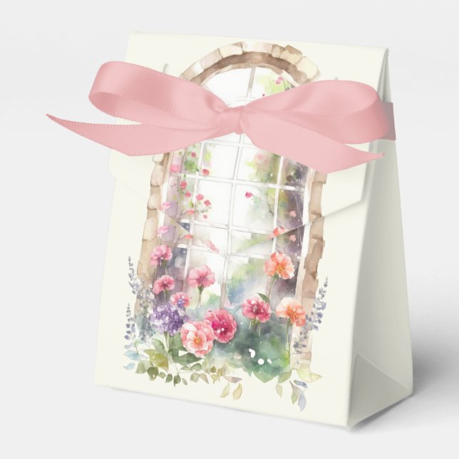 Arched Window Floral Display Favour Box (Front Side)