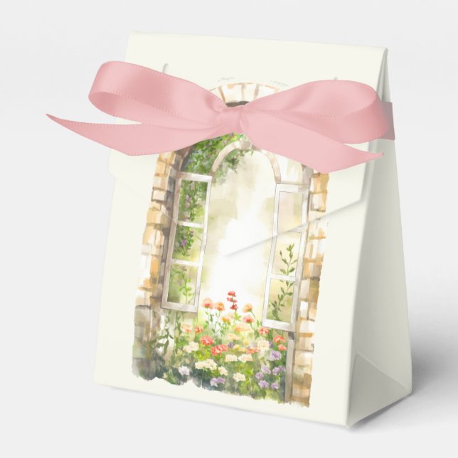 Arched Window Floral Display Favour Box (Front Side)