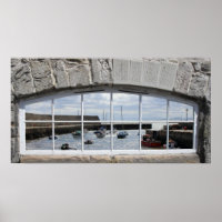Arched Window with 'Fake View' of Fishing Boats