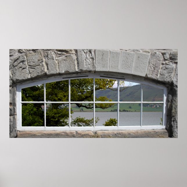 Arched Window with View of a Loch Poster (Front)
