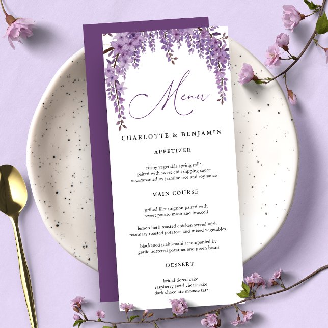 Arched Wisteria Branch Floral Garden Wedding Menu (Creator Uploaded)