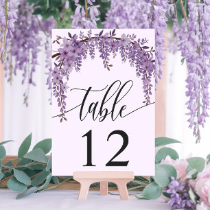 Arched Wisteria Branch Floral Garden Wedding Table Number