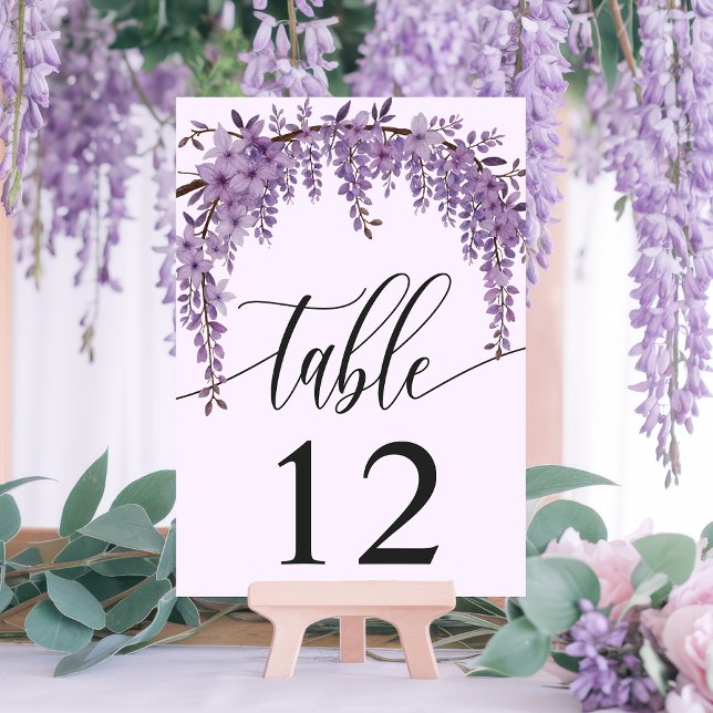 Arched Wisteria Branch Floral Garden Wedding Table Number (Creator Uploaded)