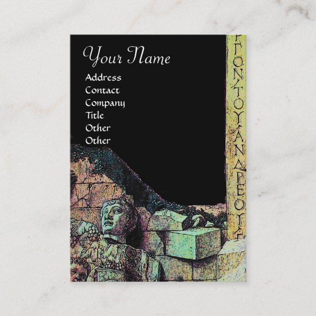 ARCHEO /Antiquary,Archaeology Monogram, Black Gree Business Card (Front)