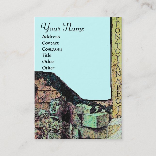 ARCHEO /Antiquary,Archaeology Monogram,Teal Blue Business Card (Front)