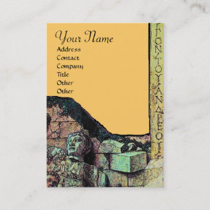 ARCHEO,Antiquary,Archaeology Monogram,Yellow Green Business Card