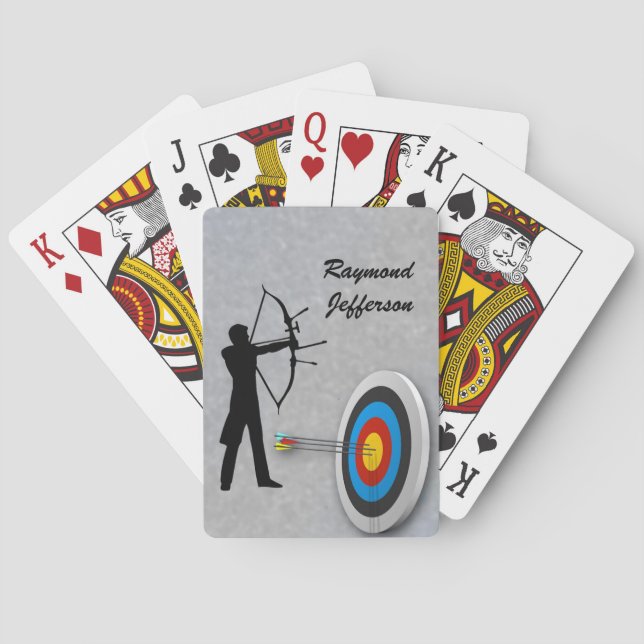 Archer and Target personalise with Name Playing Cards (Back)