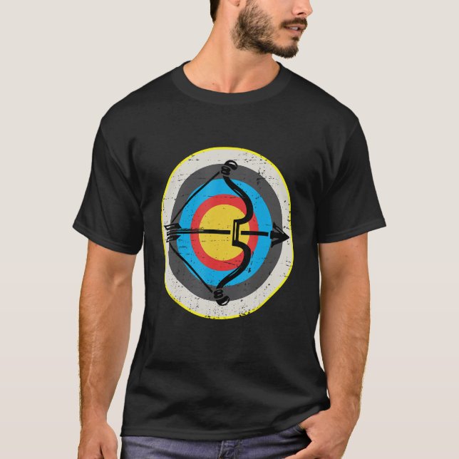 Archer Archery Bow Hunting Bow and Arrow Target T-Shirt (Front)