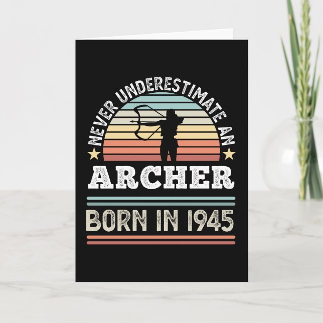Archer born 1945 80th Birthday Archery Gift Card (Front)