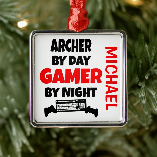 Archer Loves Playing Video Games Metal Tree Decoration (Tree)