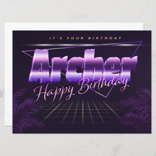 Archer Name First Name pura retro card Birthday