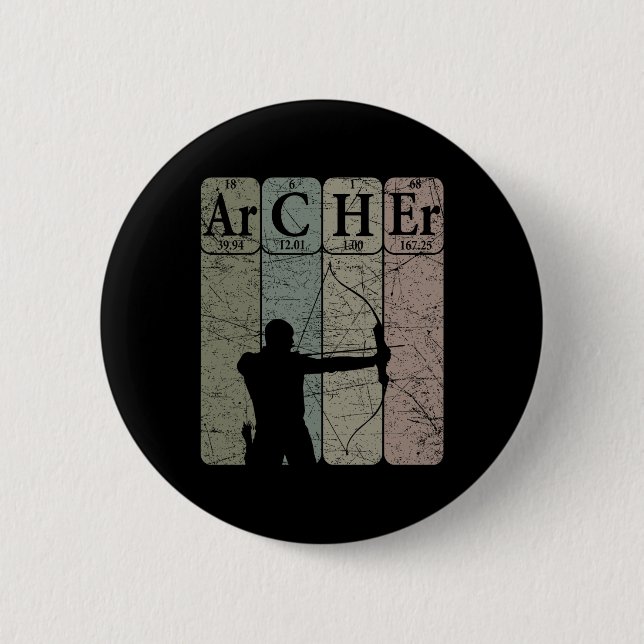 Archer Periodic Table Elements Bow Hunting Archery 6 Cm Round Badge (Front)