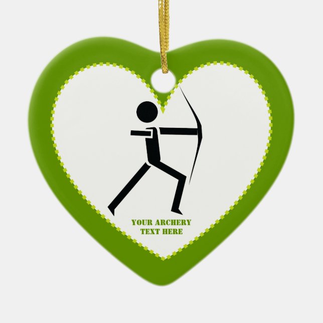 Archer with his bow black, green archery custom ceramic tree decoration (Front)