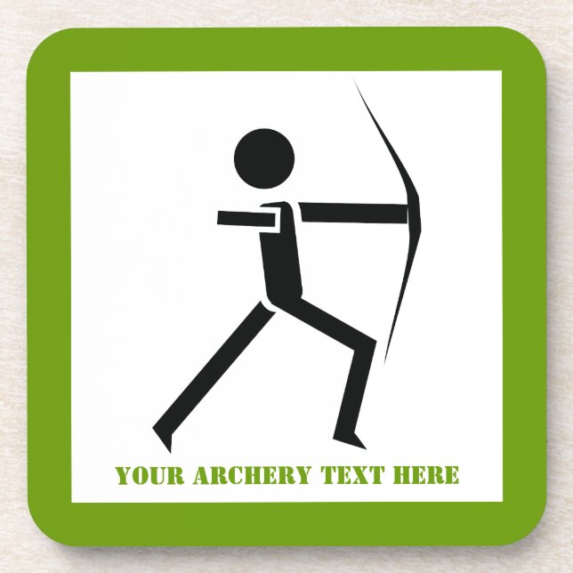 Archer with his bow black, green archery custom coaster (Front)