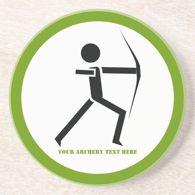 Archer with his bow black, green archery custom coaster (Front)