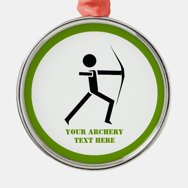 Archer with his bow black, green archery custom metal tree decoration (Front)