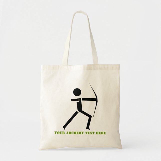 Archer with his bow black, green archery custom tote bag (Front)