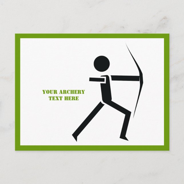 Archer with his bow black, green archery postcard (Front)
