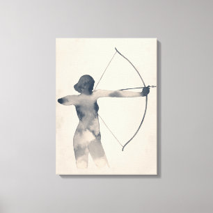 Archeress Watercolor Silhouette Canvas Print