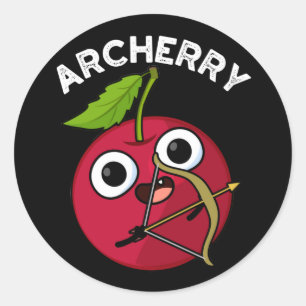 Archerry Funny Fruit Archery Pun Dark BG Classic Round Sticker