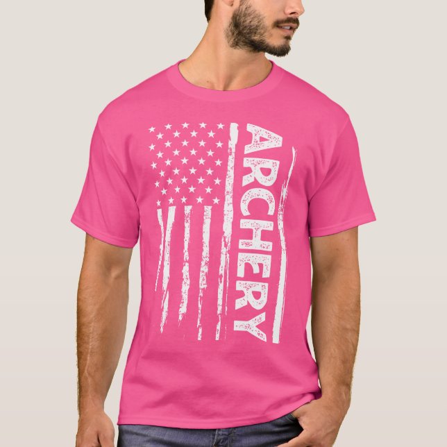 Archery American Flag Hunter Target Shooting Long  T-Shirt (Front)