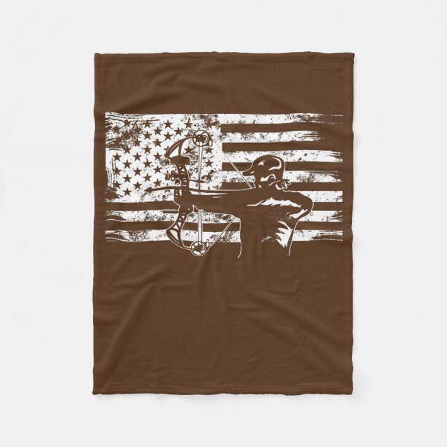 Archery American Flag Vintage Men Archer Fleece Blanket (Front)
