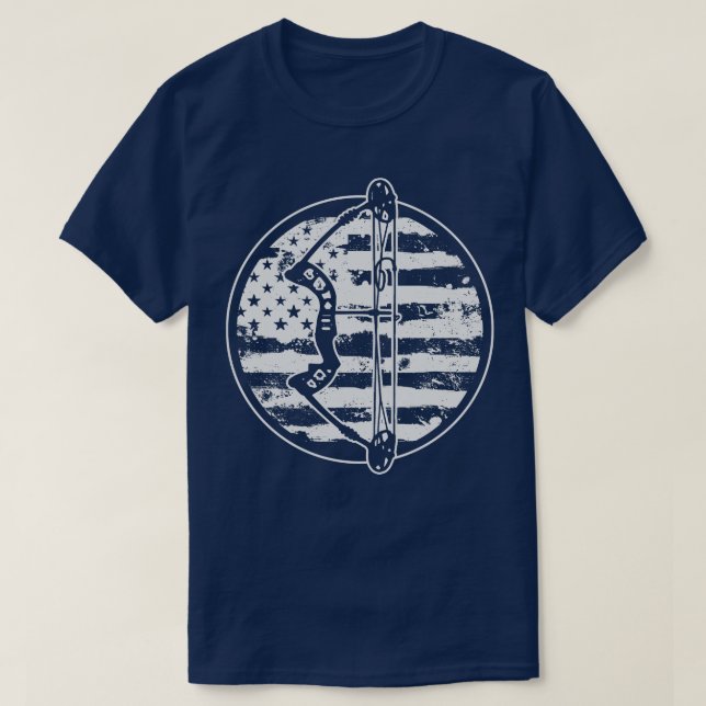 Archery Archer American Flag Bow  T-Shirt (Design Front)