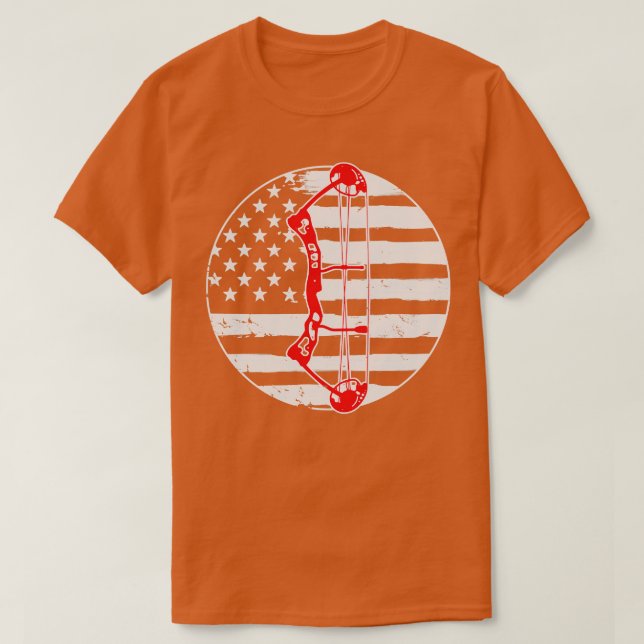 Archery Archer USA Flag Bow T-Shirt (Design Front)