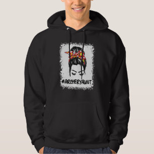 Archery Aunt Life Messy Bun Hair Glasses Mother's Hoodie