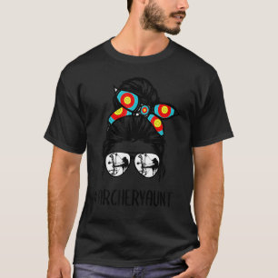 Archery Aunt Life Messy Bun Hair Glasses Mother's  T-Shirt