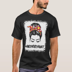 Archery Aunt Life Messy Bun Hair Glasses Mother's T-Shirt