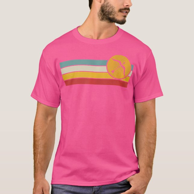 Archery Bow And Arrow Distressed Sunset T-Shirt (Front)