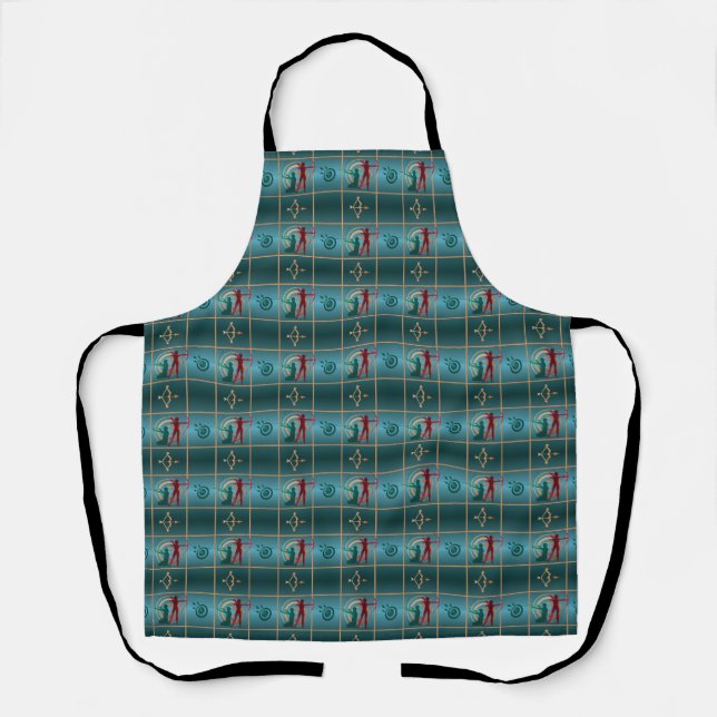 Archery Bow and Arrow - Green Pattern Apron (Front)