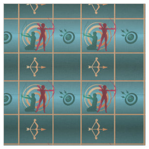 Archery Bow and Arrow - Green Pattern Fabric
