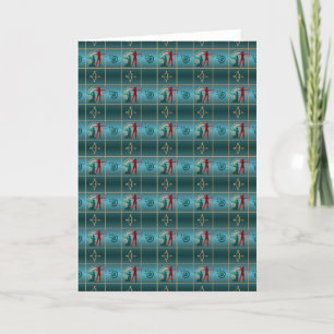 Archery Bow and Arrow - Green Pattern Holiday Card