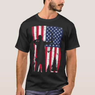 Archery Bow Hunting Bow Hunter American Flag T-Shirt