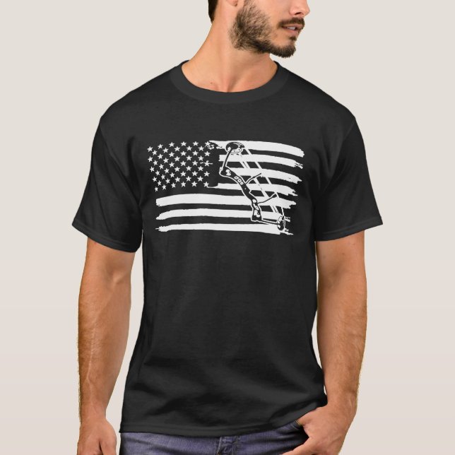 Archery Bow Hunting Usa Flag American T-Shirt (Front)