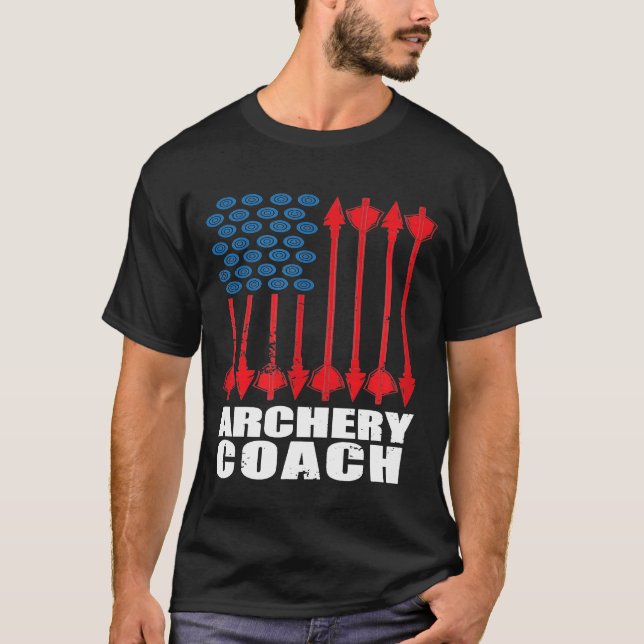 Archery Coach Us Flags Player Team Instructor Da1 T-Shirt (Front)