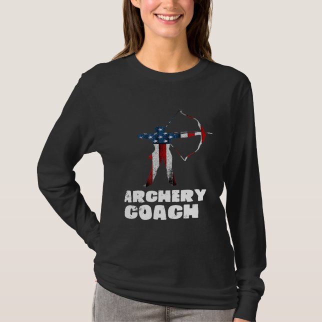 Archery Coach Usa Flag Player Team Instructor T-Shirt (Front)