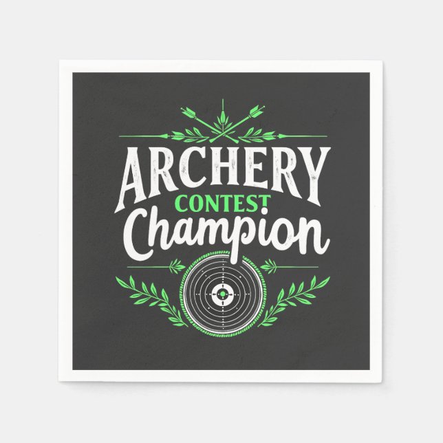 Archery Contest Champion Competition Bow And Arrow Napkin (Front)