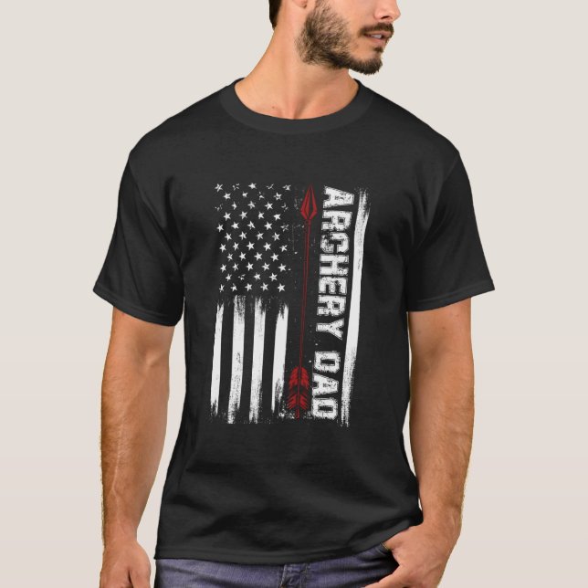 Archery Dad Usa Red White Flag T-Shirt (Front)