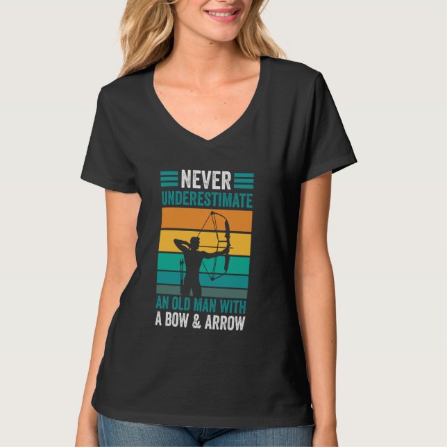 Archery Funny Archer Old Man With A Bow & Arrow T-Shirt (Front)