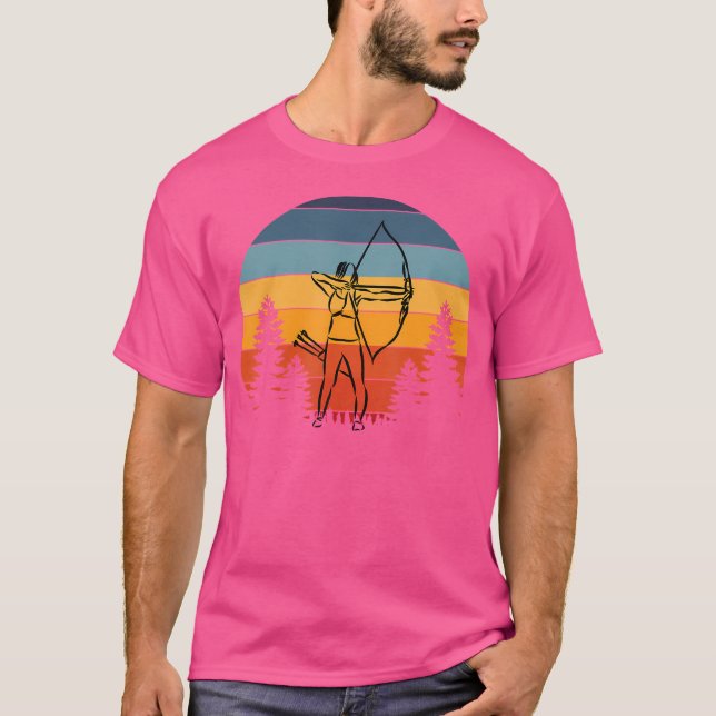 Archery Girl Archer Bow Longbow Hand Drawn T-Shirt (Front)