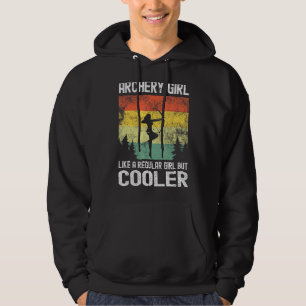 Archery Girl  Bow And Arrow Young Archer Retro Vin Hoodie