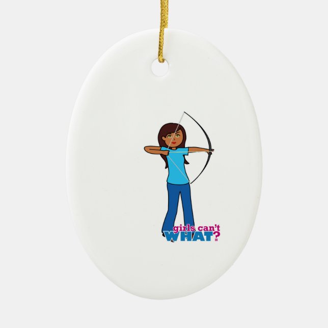 Archery Girl Ceramic Tree Decoration (Front)
