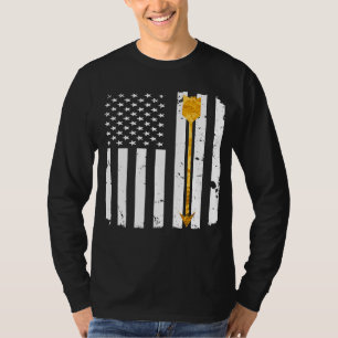 Archery Golden Arrow Bow Distressed American Flag T-Shirt